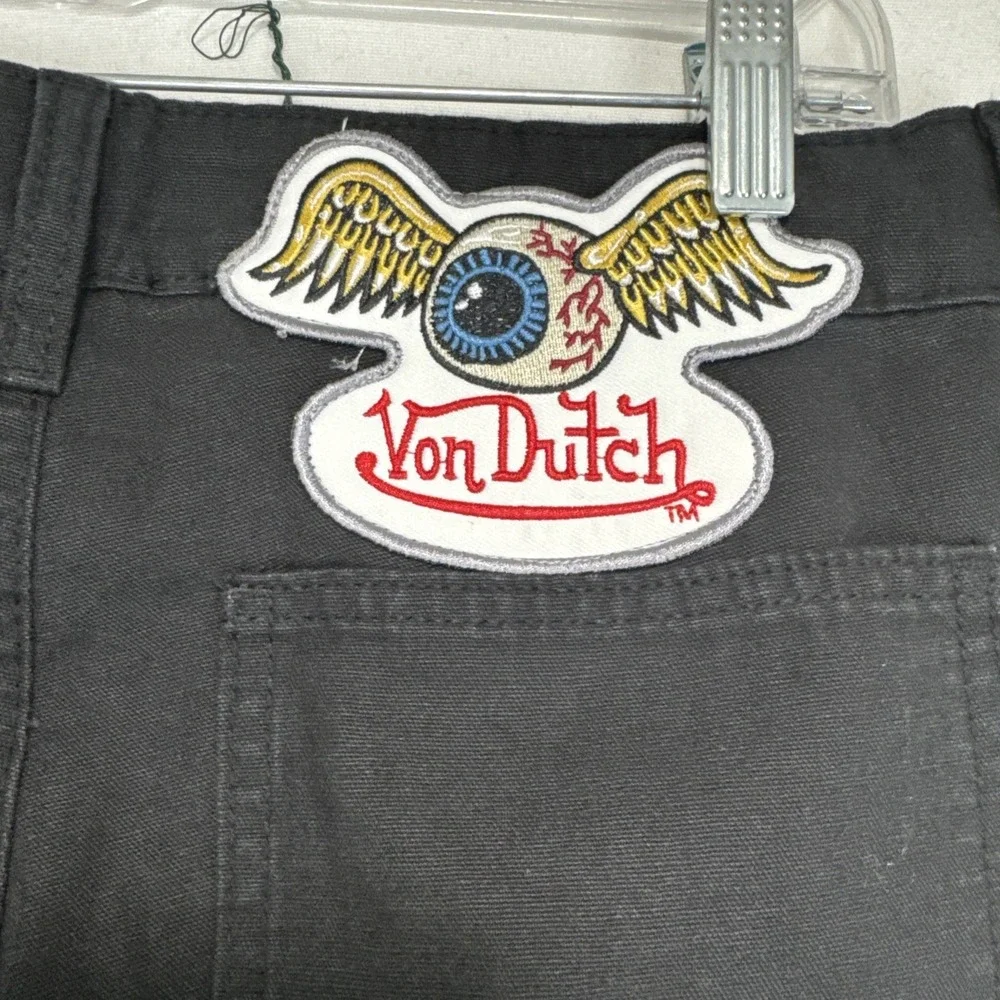 Von Dutch Jeans Mens Sz 30x32 Double Knee Patch Graphic Black Denim -NEW w/ Tag - Picture 11 of 13